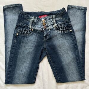 GoGo Star Women’s Juniors Denim Skinny Jeans Size 3 Dark Wash Distressed